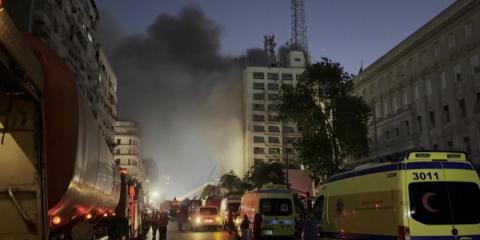 Fire erupts at major telecom hub in central Cairo