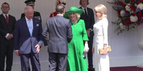King Charles greets French President Macron in Windsor