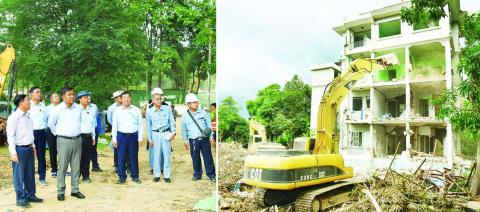 အဆောက်အဦများ ပြန်လည်ပြုပြင်အသုံးပြုရေးနှင့် အသစ်တည်ဆောက်ရေးကြီးကြပ်မှုကော်မတီဥက္ကဋ္ဌ ဗိုလ်ချုပ်ကြီးမောင်မောင်အေး အနီရောင်အဆင့် (ပြိုကျ/ဖြိုဖျက်) နိုင်ငံတော်ပိုင်ရုံးအဆောက်အအုံများနှင့် ဝန်ထမ်းအိမ်ရာများဖျက်သိမ်းခြင်း ဆောင်ရွက်မှုအခြေအနေ ကြည့်ရှုစစ်ဆေး