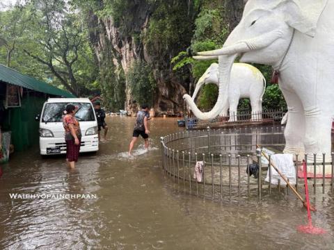 သံလွင်မြစ်ရေ ဘားအံမြို့၏ စိုးရိမ်ရေအမှတ်ကို ကျော်လွန်ကာ မြို့အနှံ့နီးပါး ရေကျော်နေ