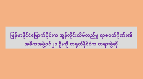 မြန်မာနိုင်ငံမြောက်ပိုင်းက အွန်လိုင်းလိမ်လည်မှု ရာဇ၀တ်ဂိုဏ်း၏ အဓိကအဖွဲ့ဝင် ၂၁ ဦးကို တရုတ်နိုင်ငံက တရားစွဲဆို