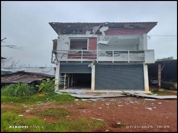 House damaged in a heavy weapon attack by a combined group of pro-terrorism KNU members and so-called PDF terrorists in Kawkareik Township of Kayin State.