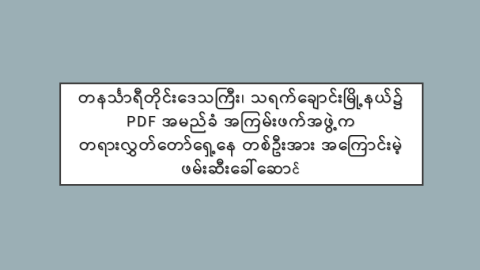 တနင်္သာရီတိုင်းဒေသကြီး၊ သရက်ချောင်းမြို့နယ်၌ PDF အမည်ခံ အကြမ်းဖက်အဖွဲ့က တရားလွှတ်တော်ရှေ့နေ တစ်ဦးအား အကြောင်းမဲ့ ဖမ်းဆီးခေါ်ဆောင်