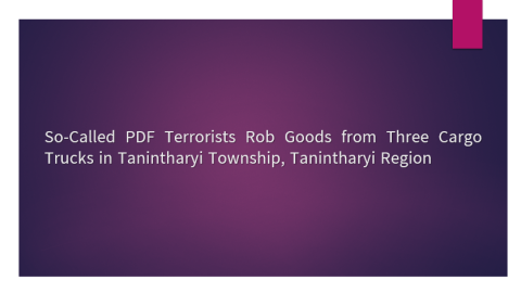 So-Called PDF Terrorists Rob Goods from Three Cargo Trucks in Tanintharyi Township, Tanintharyi Region
