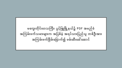 မကွေးတိုင်းဒေသကြီး၊ ပွင့်ဖြူမြို့နယ်၌ PDF အမည်ခံ အကြမ်းဖက်သမားများက အပြစ်မဲ့ အရပ်သားပြည်သူ တစ်ဦးအား အကြမ်းဖက်ခြိမ်းခြောက်၍ ဖမ်းဆီးခေါ်ဆောင်