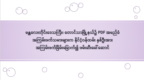 မန္တလေးတိုင်းဒေသကြီး၊ တောင်သာမြို့နယ်၌ PDF အမည်ခံ အကြမ်းဖက်သမားများက နိုင်ငံ့ဝန်ထမ်း နှစ်ဦးအား အကြမ်းဖက်ခြိမ်းခြောက်၍ ဖမ်းဆီးခေါ်ဆောင်