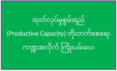 ထုတ်လုပ်မှုစွမ်းရည် (Productive Capacity) တိုးတက်စေရေး ကဏ္ဍအလိုက် ကြိုးပမ်းပေး