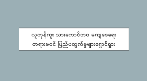 လူကုန်ကူး သားကောင်ဘဝ မကျစေရေး တရားမဝင် ပြည်ပထွက်မှုများရှောင်ရှား