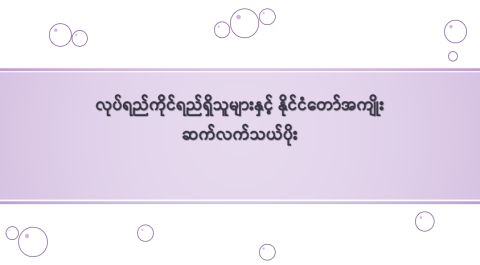 လုပ်ရည်ကိုင်ရည်ရှိသူများနှင့် နိုင်ငံတော်အကျိုး ဆက်လက်သယ်ပိုး