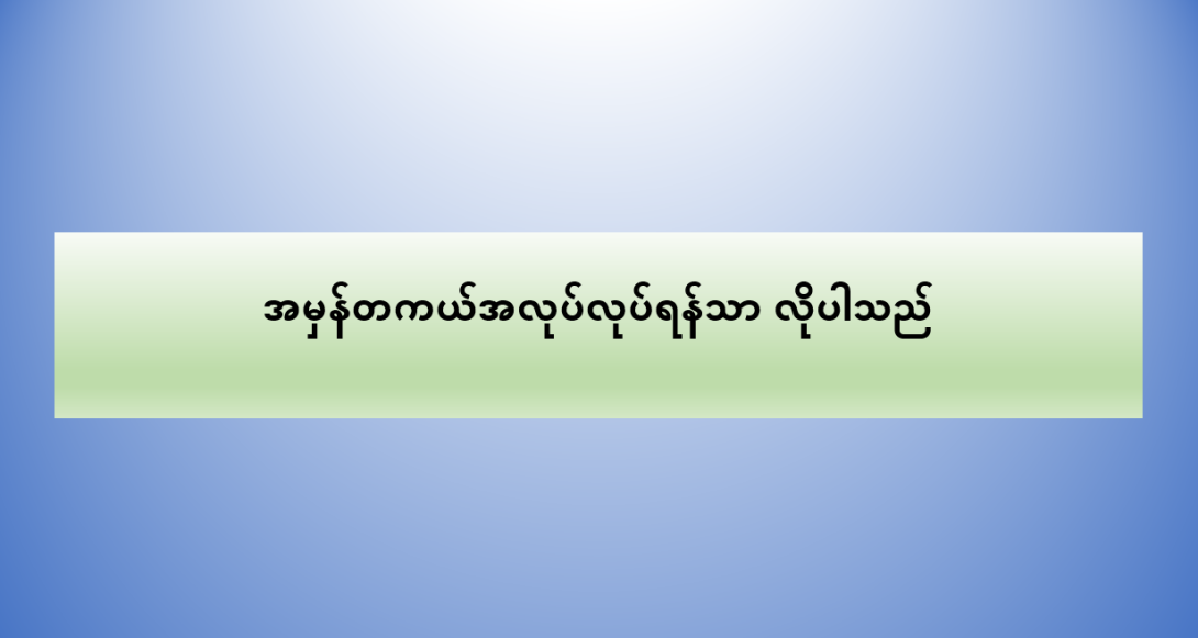 အမှန်တကယ် အလုပ်လုပ်ရန်သာ လိုပါသည်