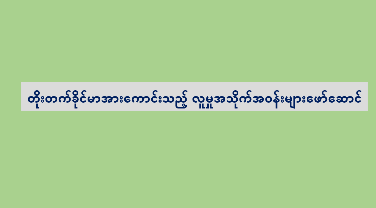 တိုးတက်ခိုင်မာအားကောင်းသည့် လူမှုအသိုက်အဝန်းများဖော်ဆောင်