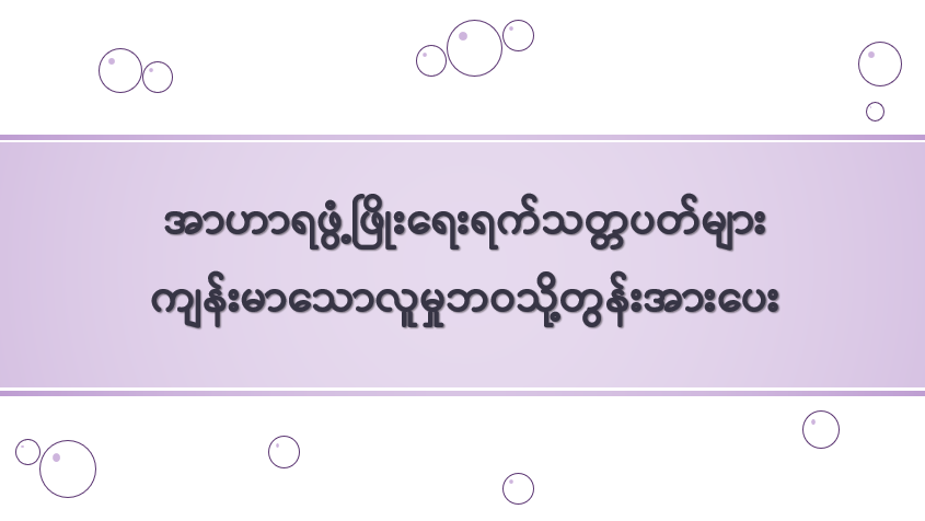 အာဟာရဖွံ့ဖြိုးရေးရက်သတ္တပတ်များ ကျန်းမာသောလူမှုဘဝသို့တွန်းအားပေး