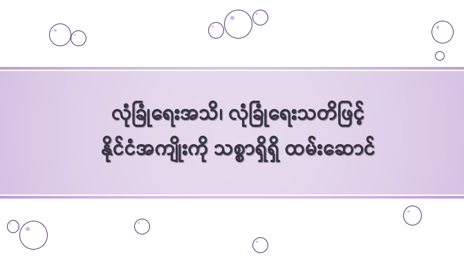 လုံခြုံရေးအသိ၊ လုံခြုံရေးသတိဖြင့် နိုင်ငံအကျိုးကို သစ္စာရှိရှိ ထမ်းဆောင်